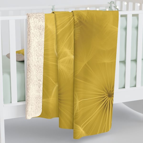 Dandelion Down Motif in Super Lemon Tone - Sherpa Fleece Blanket - Image 4