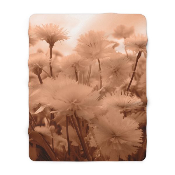 Fuzzy Dandelion Fantasy in Peach Fuzz Tone - Sherpa Fleece Blanket