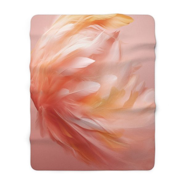 Lovely Fuzzy Feathers in Peach 02 - Sherpa Fleece Blanket