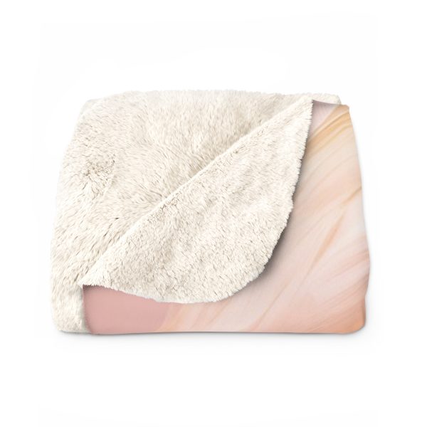 Lovely Fuzzy Feathers in Peach 02 - Sherpa Fleece Blanket - Image 2