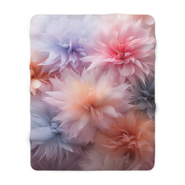 Pastel Palette Fantasy Feather Puffs - Sherpa Fleece Blanket