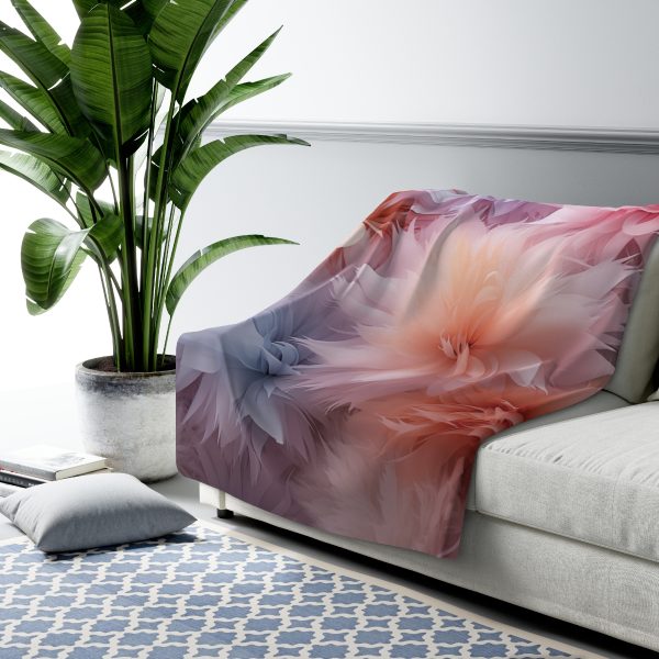 Pastel Palette Fantasy Feather Puffs - Sherpa Fleece Blanket - Image 3