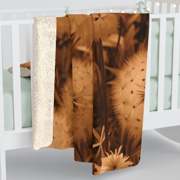 Dandelion Dream in Sunkissed Peach - Sherpa Fleece Blanket - Image 4