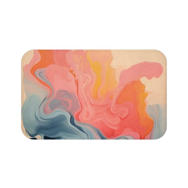 Aqueous Expression in Navy and Peachy Pastels 01 - Bath Mat