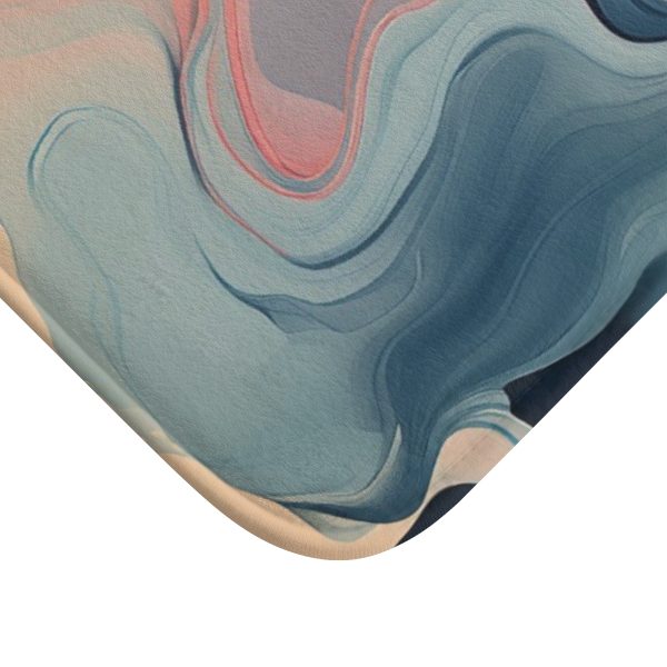 Aqueous Expression in Navy and Peachy Pastels 01 - Bath Mat - Image 2