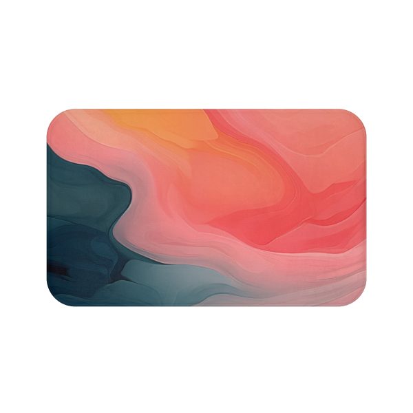 Aqueous Expression in Navy and Peachy Pastels 02 - Bath Mat