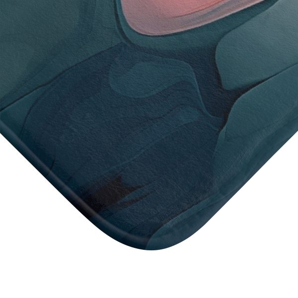 Aqueous Expression in Navy and Peachy Pastels 02 - Bath Mat - Image 2