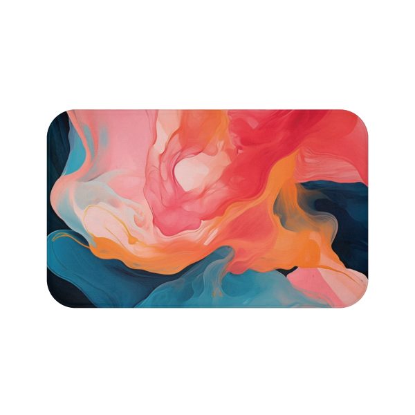 Aqueous Expression in Navy and Peachy Pastels 03 - Bath Mat