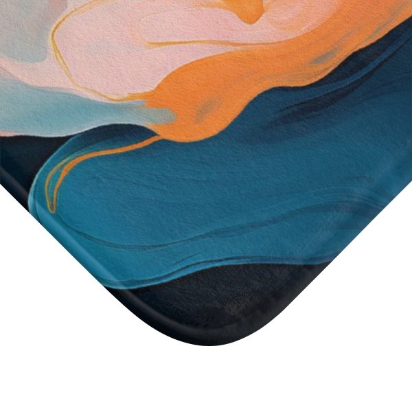 Aqueous Expression in Navy and Peachy Pastels 03 - Bath Mat - Image 2