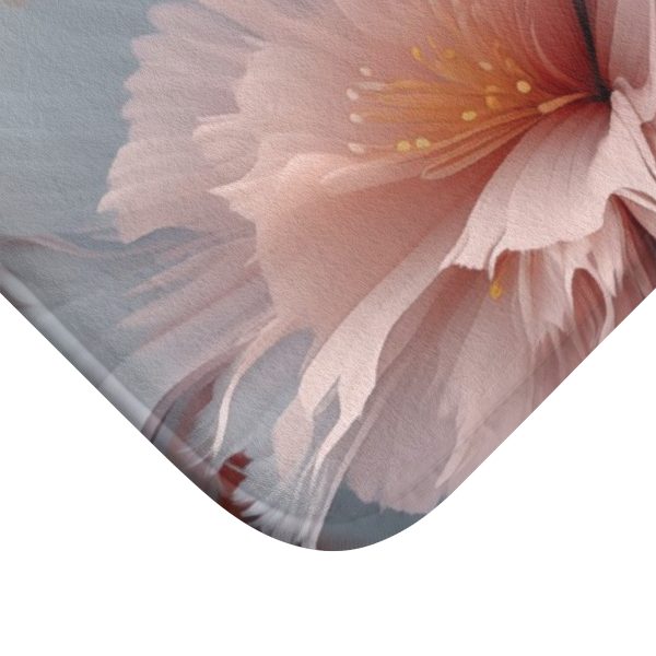 Powder Pink and Baby Blue Feathery Floral - Bath Mat - Image 2