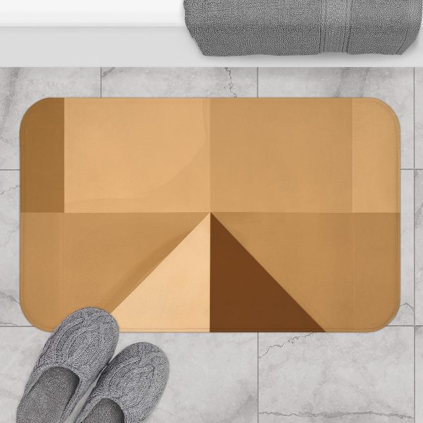 Soft Geometric Pyramid 01 in Honey Yellow Tone - Bath Mat - Image 4