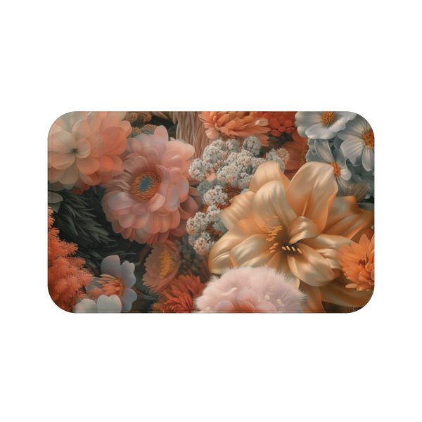 Lustrous Peach Baroque Floral 02 - Bath Mat