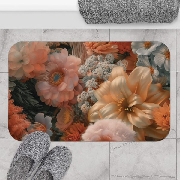 Lustrous Peach Baroque Floral 02 - Bath Mat - Image 4