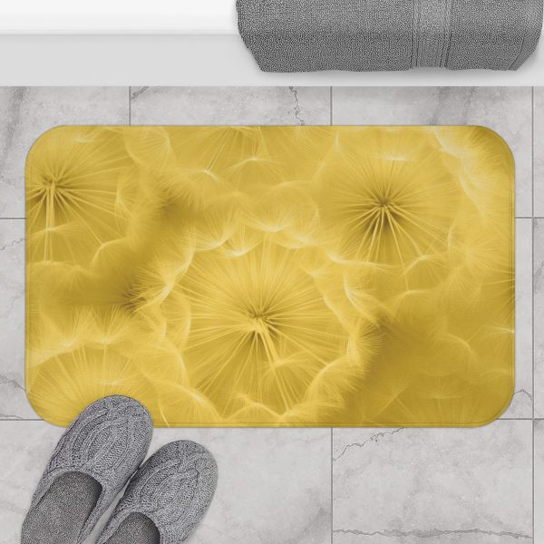 Dandelion Down Motif in Super Lemon Tone - Bath Mat - Image 4