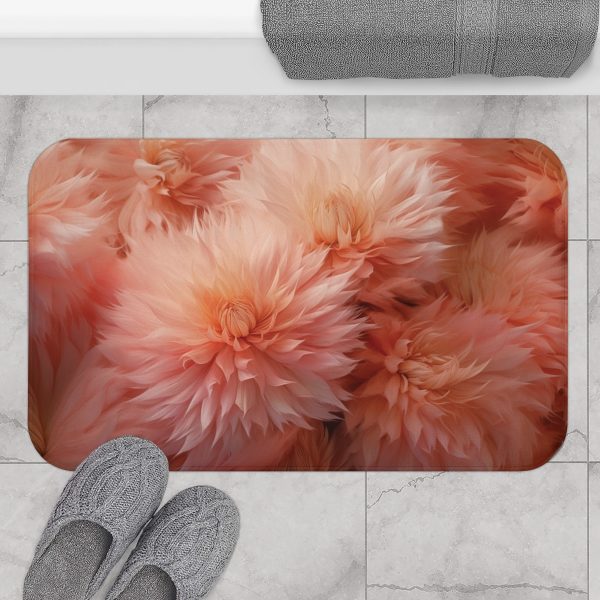 Lovely Fuzzy Buds in Peach 02 - Bath Mat - Image 4