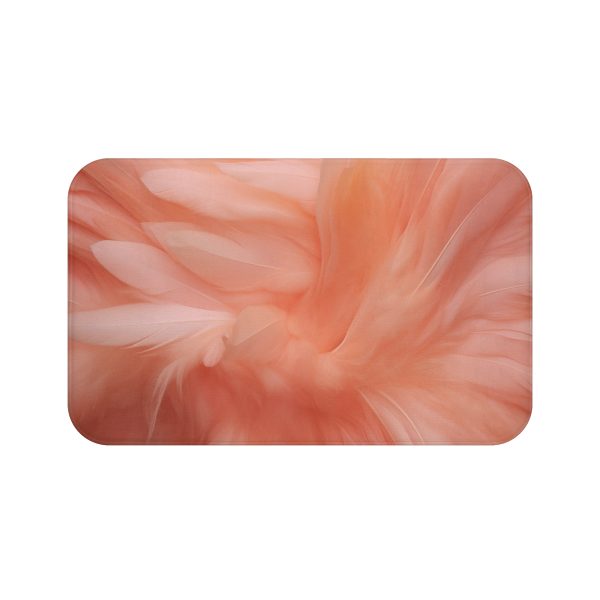 Lovely Fuzzy Feathers in Peach 01 - Bath Mat