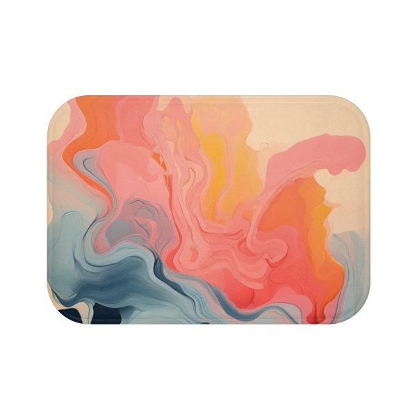 Aqueous Expression in Navy and Peachy Pastels 01 - Bath Mat - Image 5