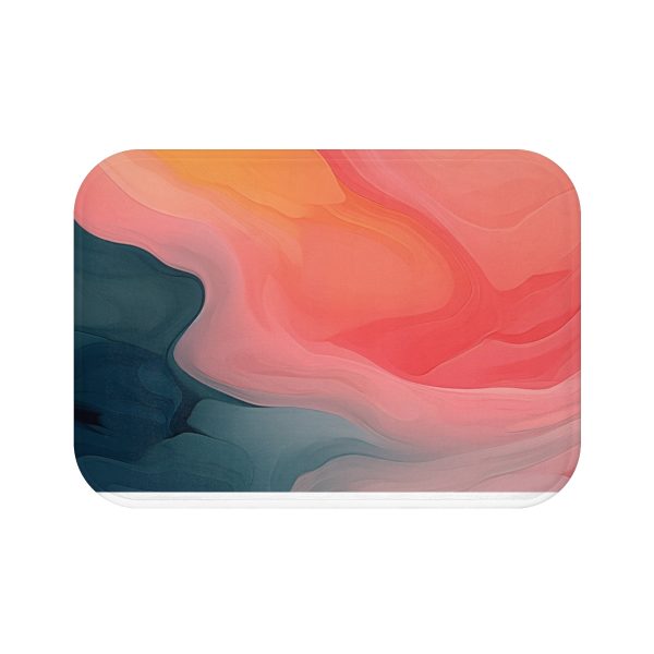 Aqueous Expression in Navy and Peachy Pastels 02 - Bath Mat - Image 5