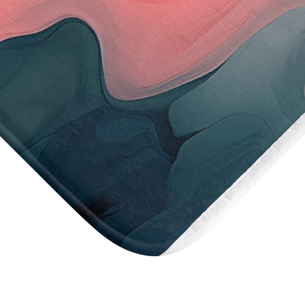 Aqueous Expression in Navy and Peachy Pastels 02 - Bath Mat - Image 6