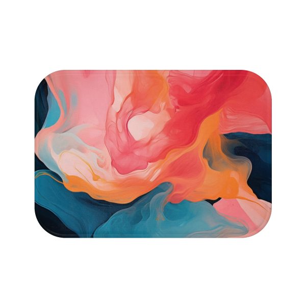 Aqueous Expression in Navy and Peachy Pastels 03 - Bath Mat - Image 5