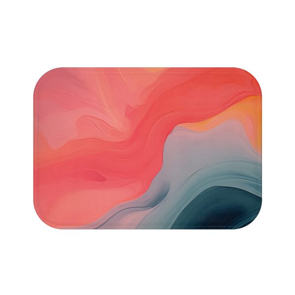 Aqueous Expression in Navy and Peachy Pastels 04 - Bath Mat - Image 5