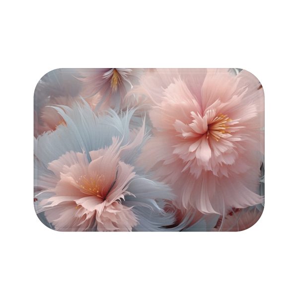 Powder Pink and Baby Blue Feathery Floral - Bath Mat - Image 5