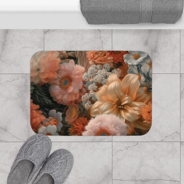 Lustrous Peach Baroque Floral 02 - Bath Mat - Image 8