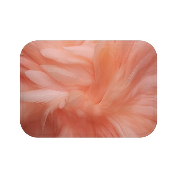 Lovely Fuzzy Feathers in Peach 01 - Bath Mat - Image 5