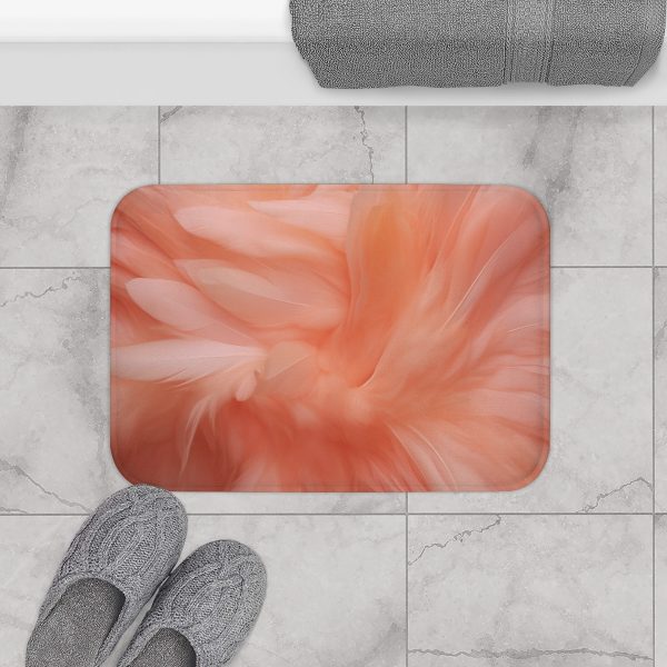 Lovely Fuzzy Feathers in Peach 01 - Bath Mat - Image 8