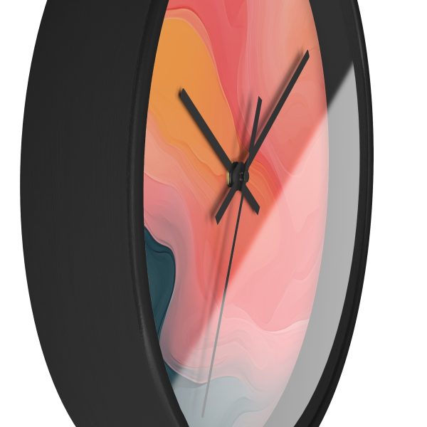 Aqueous Expression in Navy and Peachy Pastels 02 - Wood Frame Wall Clock - Image 5