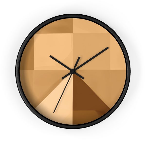 Soft Geometric Pyramid 01 in Honey Yellow Tone - Wood Frame Wall Clock - Image 4