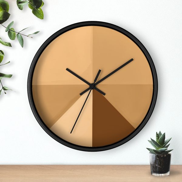 Soft Geometric Pyramid 02 in Honey Yellow Tone - Wood Frame Wall Clock - Image 6