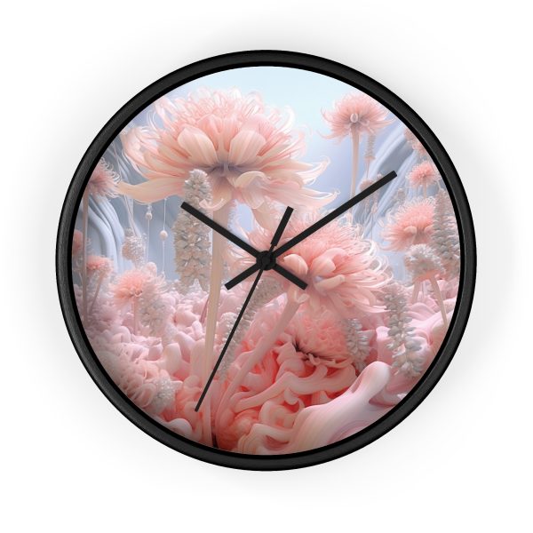 Foamy Floral Fusion 01 - Wood Frame Wall Clock - Image 4