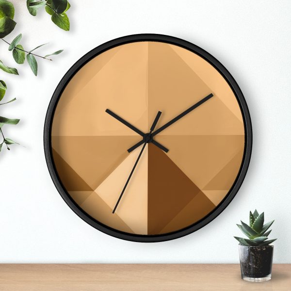 Soft Geometric Pyramid 03 in Honey Yellow Tone - Wood Frame Wall Clock - Image 6