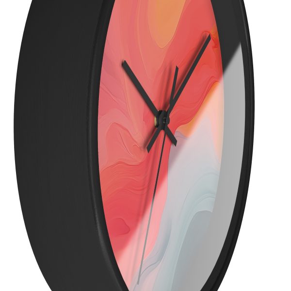 Aqueous Expression in Navy and Peachy Pastels 04 - Wood Frame Wall Clock - Image 5