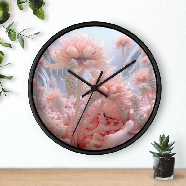 Foamy Floral Fusion 01 - Wood Frame Wall Clock - Image 6