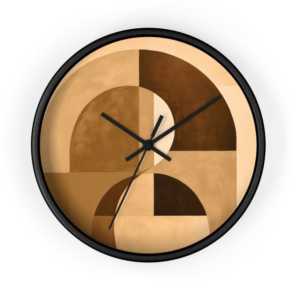 Soft Geometric Windows in Honey Yellow Tone - Wood Frame Wall Clock - Image 4