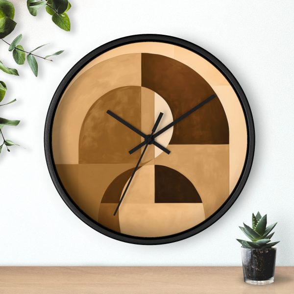 Soft Geometric Windows in Honey Yellow Tone - Wood Frame Wall Clock - Image 6