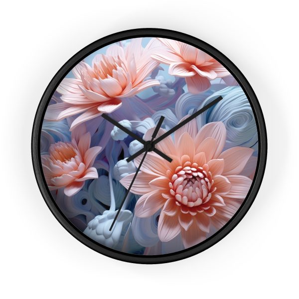 Foamy Floral Fusion 02 - Wood Frame Wall Clock - Image 4