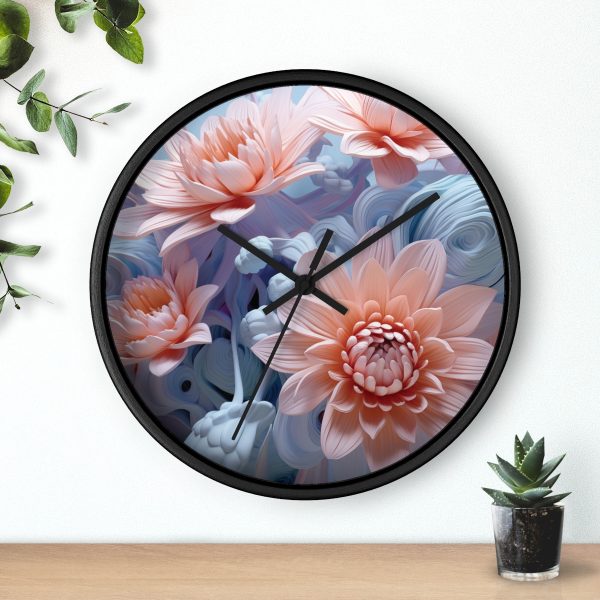 Foamy Floral Fusion 02 - Wood Frame Wall Clock - Image 6