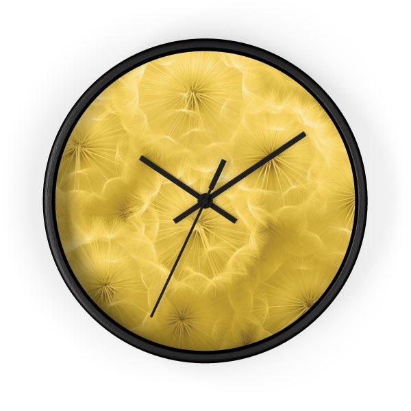 Dandelion Down Motif in Super Lemon Tone - Wood Frame Wall Clock - Image 4