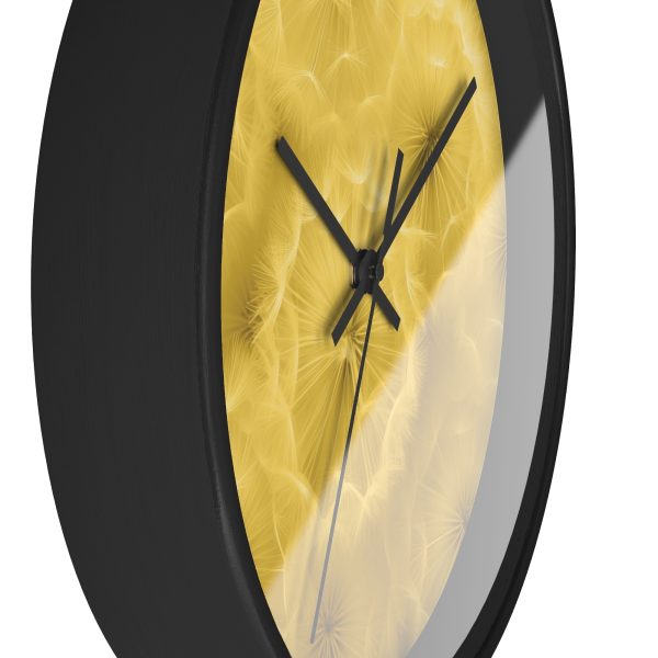 Dandelion Down Motif in Super Lemon Tone - Wood Frame Wall Clock - Image 5