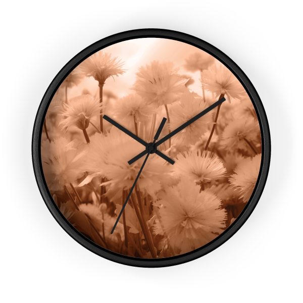 Fuzzy Dandelion Fantasy in Peach Fuzz Tone - Wood Frame Wall Clock - Image 4