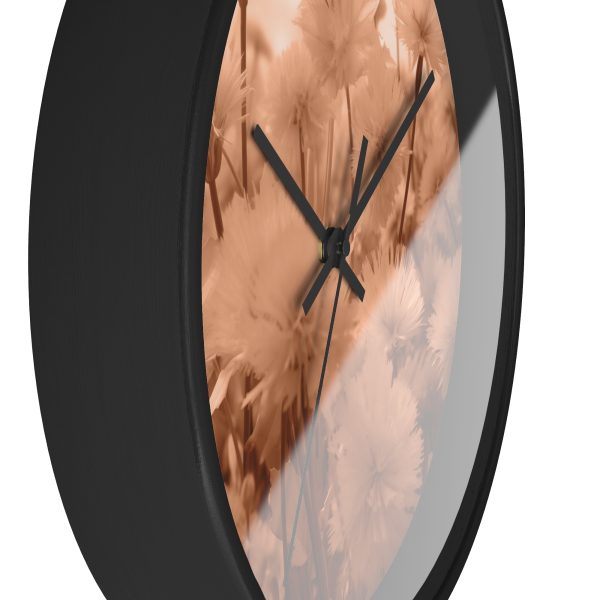 Fuzzy Dandelion Fantasy in Peach Fuzz Tone - Wood Frame Wall Clock - Image 5