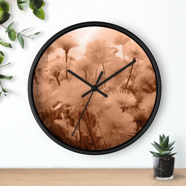 Fuzzy Dandelion Fantasy in Peach Fuzz Tone - Wood Frame Wall Clock - Image 6