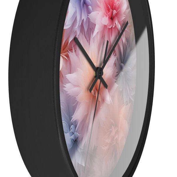 Pastel Palette Fantasy Feather Puffs - Wood Frame Wall Clock - Image 5