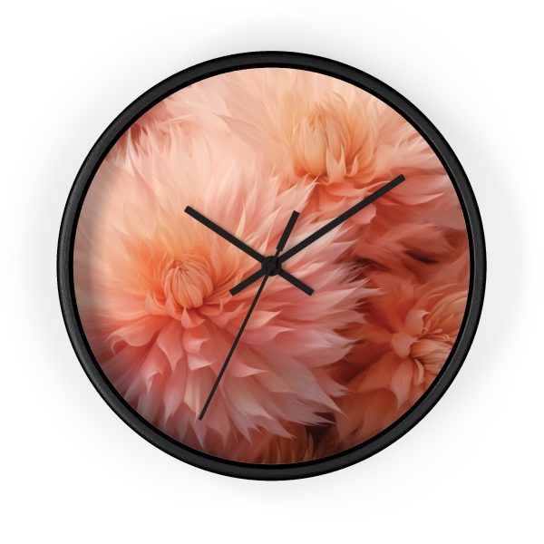 Lovely Fuzzy Buds in Peach 01 - Wood Frame Wall Clock - Image 4