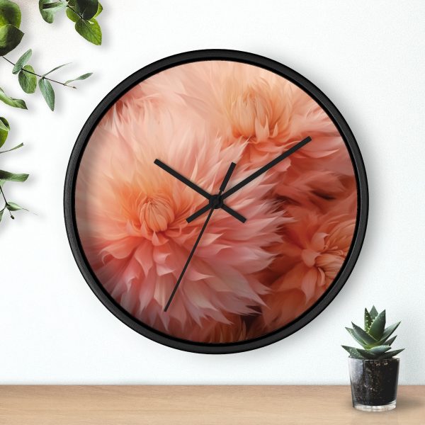 Lovely Fuzzy Buds in Peach 01 - Wood Frame Wall Clock - Image 6