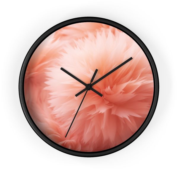 Lovely Fuzzy Buds in Peach 03 - Wood Frame Wall Clock - Image 4