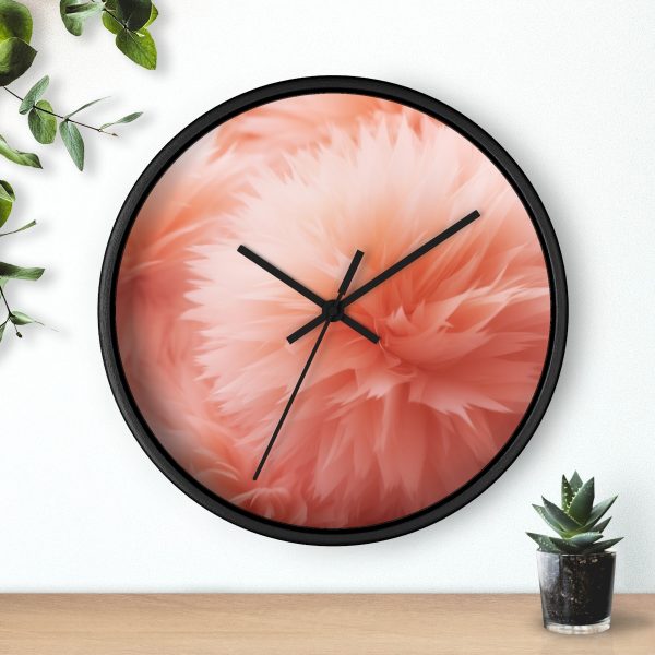 Lovely Fuzzy Buds in Peach 03 - Wood Frame Wall Clock - Image 6